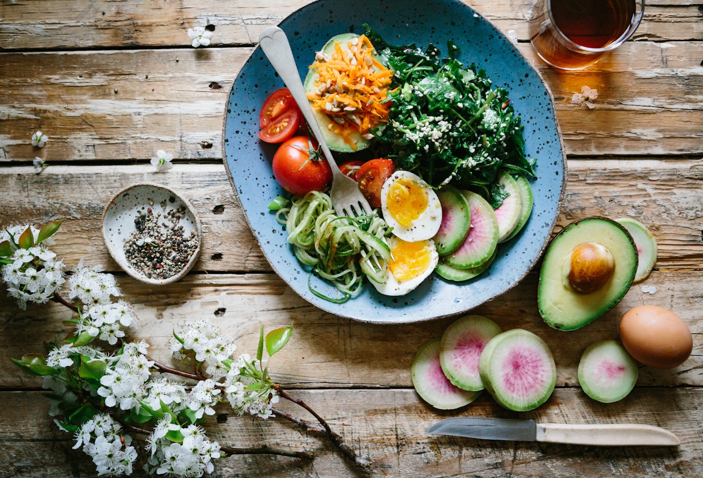 Fresh healthy meal ingredients for medical weight care planning